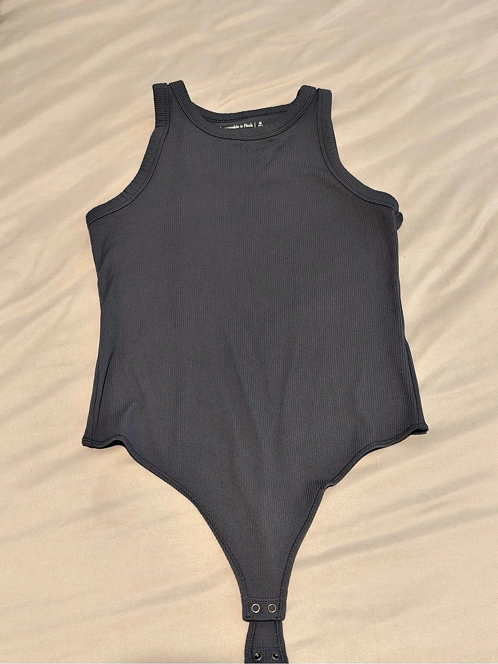 Abercrombie & Fitch Essential Ribbed Tank Bodysuit Gray Medium